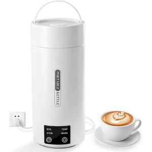 Travel Electric Kettle 800mL Portable Kettle with Automatic Shut Off & 9 Temperature Control for Hot Water/Tea/Coffee/Milk, 304 Stainless Steel Water Boiler