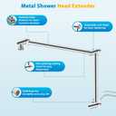 iFealClear All Metal 20" Shower Head Extension Arm, Solid Brass Shower Head Extender Adjustable Height Angle, G1/2 Universal Connection Stainless Steel Pipe with Lock Joint for Rain Showerhead, Chrome