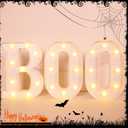 Halloween Decorations Indoor BOO Light up Sign Letters "BOO" Sign Halloween Decor for Kitchen Tabletop Indoor Spooky Party Atmosphere Illuminator for Ghost Festival Celebrations White