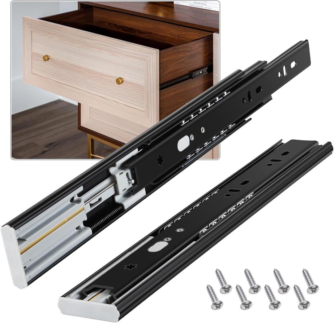 Soft Close Drawer Slides 1 Pair Full Extension 12 14 16 18 20 22 24 inch Side Mount Pull Out Kitchen Cabinet Rails Bracket Replacement Ball Bearing Tracks kit Guide Runner 100 LB Capacity