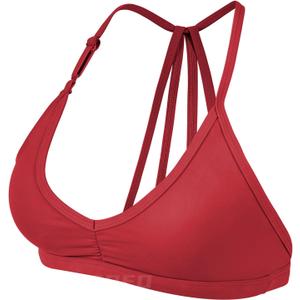 YEOREO Workout Sports Bras for Women Padded Strappy Open Back Gym Bra Light Impact Criss Cross Yoga Crop Top (Small, Red)