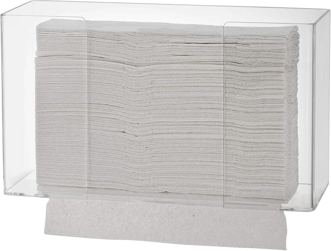 1InTheOffice Acrylic Paper Towel Holder, Multifold Paper Towel Dispenser, Wall Mount or Countertop for Multifold Paper Z-fold Towel, C-Fold, 11.5 x 4.2 x 6.75