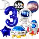 Galaxy Balloons for 3rd Birthday - Large 40 Inch Astronaut & Space Themed Decorations