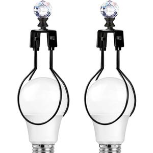 2Pcs Lamp Shade Light Bulb Clip Adapter Kit, Black Lampshade Holder Adapter with Crystals Top Finial, No Harp Required, Clip on Bulb, DIY Replacement Repair Table & Floor Light Metal Parts