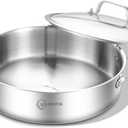 LOLYKITCH 3 Quarts Tri-Ply Stainless Steel Sauté Pan with Lid,10 Inch Induction Cooking Pot, Dishwasher and Oven Safe,Dia.26 CM