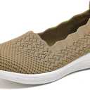Puxowe Women's Slip on Walking Loafer Shoes-Lightweight Flat Shoes for Women Low-Top Round Toe Knit Memory Foam Sneaker 38.5