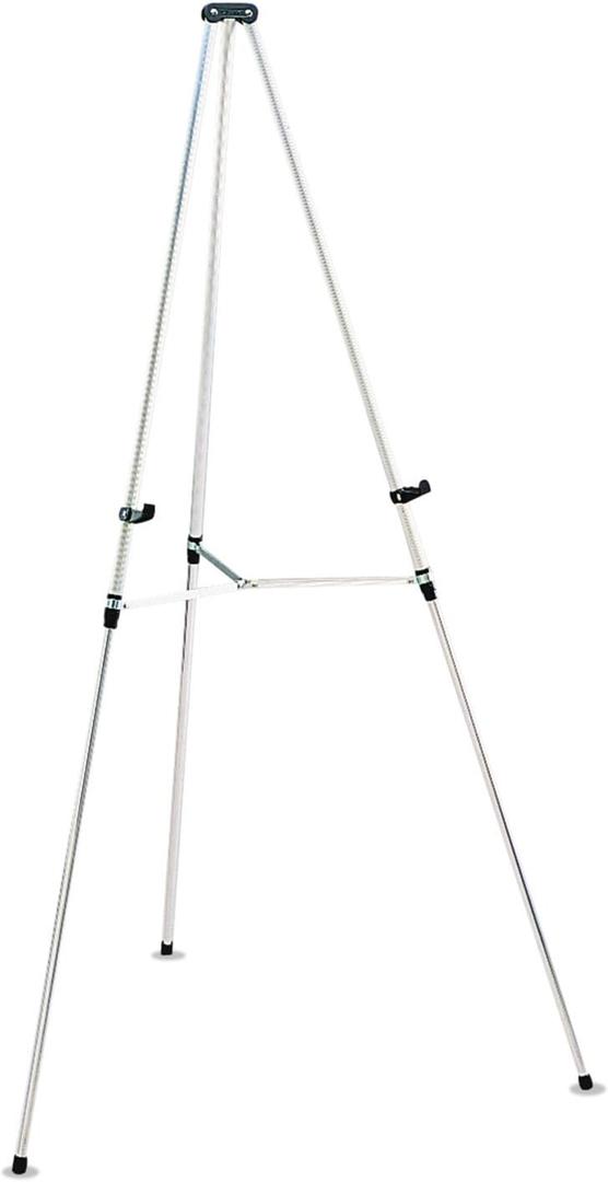 Quartet Easel, Aluminum, Lightweight, Telescoping, 66" Max. Height, Supports 25 lbs, Silver Finish (50E)