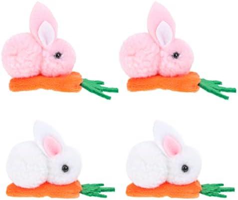 Beaupretty 12 PCS Bunny Carrot Hair Clips Easter Bunny Hair Clips Plush Rabbit Hairpins Girl Hair Clip Rabbit Hair Accessories for Birthday Easter Party