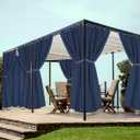 HolidayIdeas Grommet Outdoor Curtains for Patio Waterproof 8 Pcs All Weather Balcony Outside Curtains for Apartments, Gazebo, Pergolas, Porch, 54x84 Inch, Navy