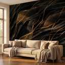 Bormia Black Marble Peel and Stick Wallpaper Modern Abstract Wall Murals,  137" x 96"
