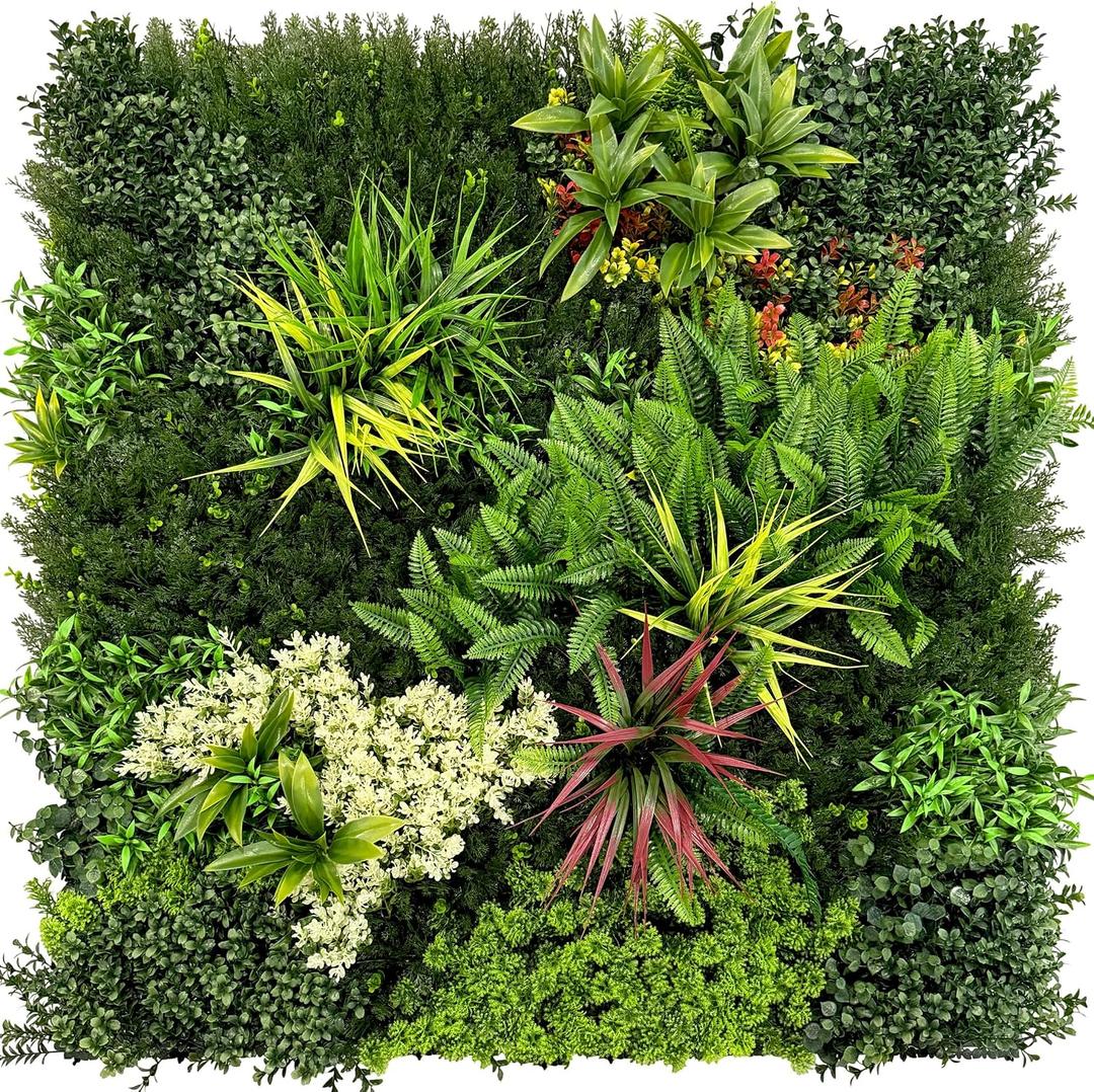 TTTM Artificial Greenery Hedge Panel, Grass Wall Decor: 20"x20" 12 Pcs