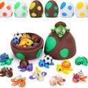 3D Printed Mini Animals with Dragon Eggs Set, 3D Printed Fidget Toys Bulk, Articulated Animals Figurines Adults Desk Decor, Pocket Pet, Easter Basket Stuffers (Sea Turtle)