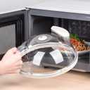 Microwave Splatter Cover for Food, Microwave Cover with Water Steamer, Integrated Handle, 10 Plate Covers, Splatter Guard, Kitchen Gadgets Accessories, House Essentials Gifts (White)