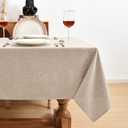 Fitable Faux Linen Beige Tablecloths 2 Pack, Faux Burlap Fabric Table Clothes for Rectangle Tables, Rustic Wrinkle-Proof Table Covers for Kitchen Dining, Party, Farmhouse, Baby Shower (54 x 78 Inch)