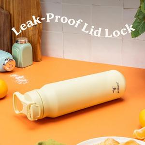 REDUCE 32 oz Hydrate Pro Stainless Steel Insulated Water Bottle - Flip Top Leak-Proof Lid, Dishwasher Safe, BPA-Free, Dual Wall Vacuum, Keeps Drinks Cold for 48 Hrs, Cup Holder Friendly  - Beige