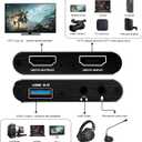 4K Capture Card Game Capture Card 1080P 60FPS for Streaming Capturadora De Video for Game Recording Live Streaming Broadcasting Supports Microphone Input and 3.5MM Headphone Output