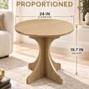 24In Walnut Round Side Table, Modern Minimalist Accent End Table with Curved Tripod Base, Compact Large Round Sofa Side Table, Easy Assembly Coffee Table for Living Room Bedroom Balcony