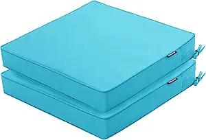 Outdoor Chair Cushions 22 x 22 Inch Waterproof Patio Chair Cushions with Tie 5 Year Color Fastness Thick Outdoor Seat Cushion for Garden Lawn Patio Furniture Teal Set of 4