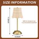 Grinsvalley 6 Pack Woven Table Lamp 12 Inch Portable Cordless Table Lamp Rechargeable Gold Bedside Light with Woven Rattan Shade for Bedroom Living Room Dining