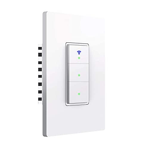 Smart Light Switch, Triple switches WiFi Smart Switch Button, Compatible with Alexa and Google Home, Remote Control with Timing Funtion, No Hub Required,Smart Life APP Provides Control from Anywhere
