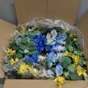 26 Inch Spring Wreaths for Front Door Outside Large Artificial Summer Wreath Silk Hydrangea Wreath with Yellow Daisy and Eucalyptus Leaves Indoor Outdoor Porch Rustic Farmhouse Home Wall Wedding Decor