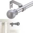 Curtain Rods for windows 66-120 inch, 5/8 inch Decorative Silver Splicing Heavy Duty Metal Curtain Rod set with Brackets