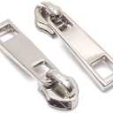 Goyunwell #5 Zipper Pulls Metal Silver Bulk 50pcs Nylon Zipper Slider Head Charms for Purse Handbag Making Craft Sewing