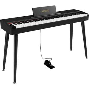 digital Piano 88 Key Semi Weighted Keyboard,Full-size Electric Piano for Beginners,with Sheet Music Stand,Pedal,Power Adapter,Headphone Mode,USB-MIDI (Matte Black)