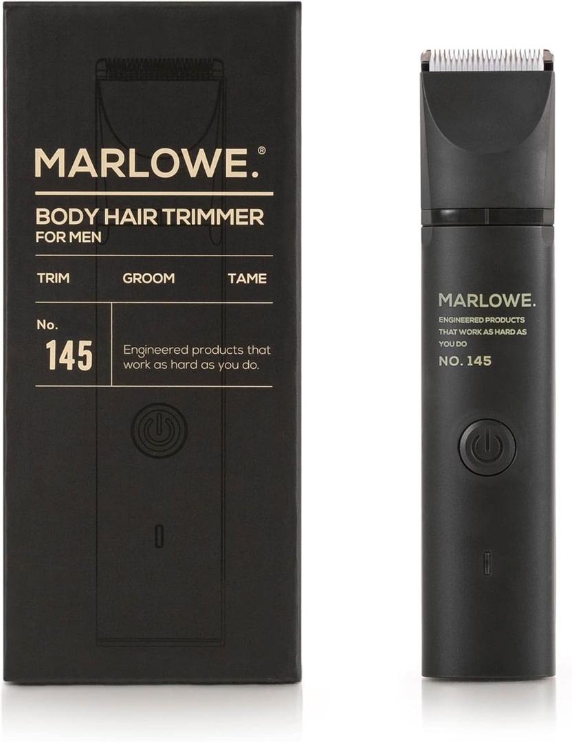 Marlowe. No. 145 Body Hair Trimmer for Men, Forest Black, Lightweight Waterproof Personal Groomer, Ceramic Blades, Adjustable Comb Lengths & Rechargeable Battery for Head to Toe Male Grooming