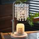 Candle Warmer Lamp with Timer Dimmer Adjustable Height Candle Warmer with Marble Base for Jar Candles, Crystal Candle Lamp with 3 Bulbs for New Home Decor, Women Mom Christmas Birthday Gifts, Silver