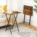 HOOBRO Folding TV Table, TV Tray, Stable Snack Table for Small Space, Portable Sofaside Desk, Easy Assembly and Storage, Ideal for Snacks and Meals in Living Room, Rustic Brown and Black BF15BZ01