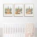 2 x 3 Pcs Nursery Woodland Animals Canvas Wall Art Fox Bear Deer Painting Picture Wall Decor Cute Wild Animals Poster Print Artwork For Baby Bedroom Kids Room Home Decoration (16inx24in Unframed)