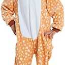ABENCA Kids Deer Onesie Reindeer Costume Animal Girls Pajamas Christmas Halloween Cosplay Sleepwear.Dear.130 (7-8 Years)