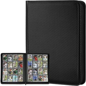 Trading Card Binder 16 Pocket, GERMUN PU Cover Card Binder for 1000+ Cards, Premium Trading Card Holder Folders, Double Sided Pocket Card Album for MTG, TCG (Carbon Black)