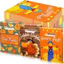 Frienda 120 Pcs Thanksgiving Gift Plastic Treat Bags Bulk Happy Thanksgiving Goodie Bags with Handle Fall Turkey Autumn Candy Snack for Holiday Party Favor Supplies