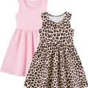 Funnycokid Toddler Girls Dress Sleeveless 2 Pack Kids Summer 1-6 Years (Pink)
