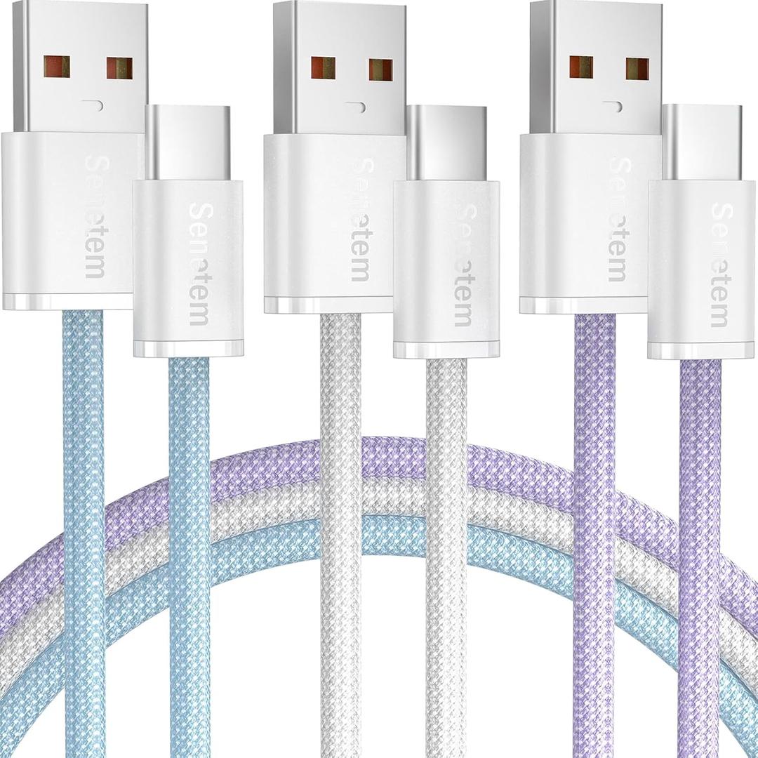 Senetem USB C Cable 3FT 3-Pack, USB A to USB Type C Charger Cord, 3A Fast Charging Compatible with iPhone 15 16 16e Pro, Samsung S24/S23 S22/Note 20/10, Car Play, Apple iPad Android Accessories