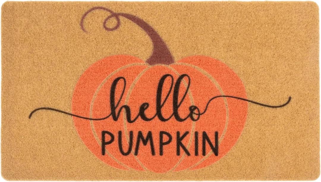 Fall Coir Doormat Pumpkin Welcome Front Door Mat Outdoor Indoor Coir Door Mats Non-Slip Backing Fall Season Door-Mat 30"X17" (Hello Pumpkin)