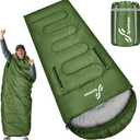 Sportneer 0 Degree Wearable Sleeping Bag for Adults & Kids  Walkable with Arm Zippers, Waterproof & Warm, Compact for Camping, Stadiums, Travel, Backpacking & Car Use (87''Long 32-65, Green)