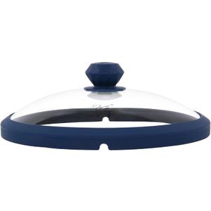 Microwave Splatter Cover Glass 10.5 Inch Vented Food Cover with Handle Tempered Glass Microwave Lid Dishwasher Safe Oven Lid for Bowls/Plates Diamond Handle Food Cover for Heating (Dark Blue)