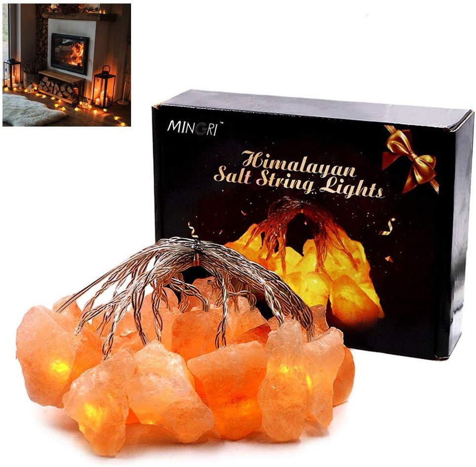 MINGRI Himalayan Salt lamp Salt Rock Night Light USB Fairy Hanging String Lights for Bedroom,Crystal Stones Natural Pink Salt Lamp for Meditation,Yoga,Office, Bedside,Desk,Computer, Baby,Child