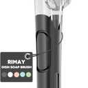 RIMAY Soap Dispensing Dish Brush, Dish Scrubber with Soap Dispenser, Dish Soap Brush, Dish Wand with Soap Dispenser Kitchen Brush for Dishes, Pans, Sink, Pots (Black)