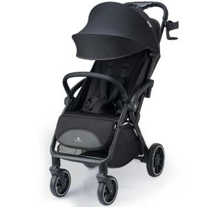Compact Travel Stroller, Self-Folding Lightweight Stroller with Oversized Canopy, Adjustable Backrest, Newborn Pushchair for Toddler 0-36 (Black)