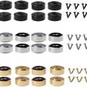 Nihfien Pallet Metal Feet with Screws, 13/16" W x 3/8" H Butcher Block Non Slip Pads for Wood, Bamboo Cutting Board (Set of 24), (Black and Gold anh Silver)