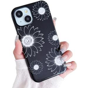Pack of 5, YUMUPIFE Flower Phone Case for iPhone 15 Case,Sunflower Floral Pattern Design,Cute Stylish Protective for Women Girls Phone Case,for iPhone 15-Black