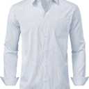 Lion Nardo Mens Dress Shirts Long Sleeve Button Down Shirt Wrinkle Free Stripe Dress Shirt Regular Fit Business Casual Shirts (Blue, XXXL)
