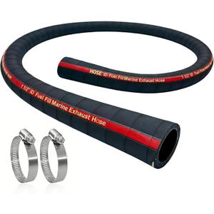 1.5" ID 48" Length Marine Fuel Filler Hose for Filler Neck with Two Hose Clamps, Fuel Tank Vent and Exhaust Hose, 1-1/2 Fuel Fill/Marine Exhaust Hose for Gasoline Methanol Ethanol Fuel, 58524 Hose