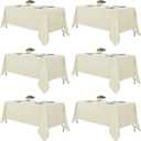 Fitable Ivory Tablecloths for 6-8 Foot Tables, 6 Pack - 70 x 120 Inches - Reusable and Washable Table Clothes, Polyester Fabric Table Covers for Wedding, Party, Banquet