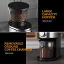 Ollygrin Burr Coffee Grinder, Electric Conical Coffee Bean Grinder With 30 Adjustable Grind Settings For 2-12 Cups, Sliver & Black