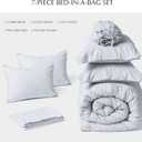 EVERGRACE King Comforter Set, 7-Piece Bed in a Bag, Shabby Chic Boho Tufted Comforter with Diamond Embroidery, Soft All Season Microfiber Bedding Set with Sheets, Pillowcases & Shams, Light Gray